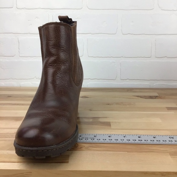 B.O.C. Distressed leather ankle heeled boots brown chunky booties southwestern 9 - Picture 13 of 16